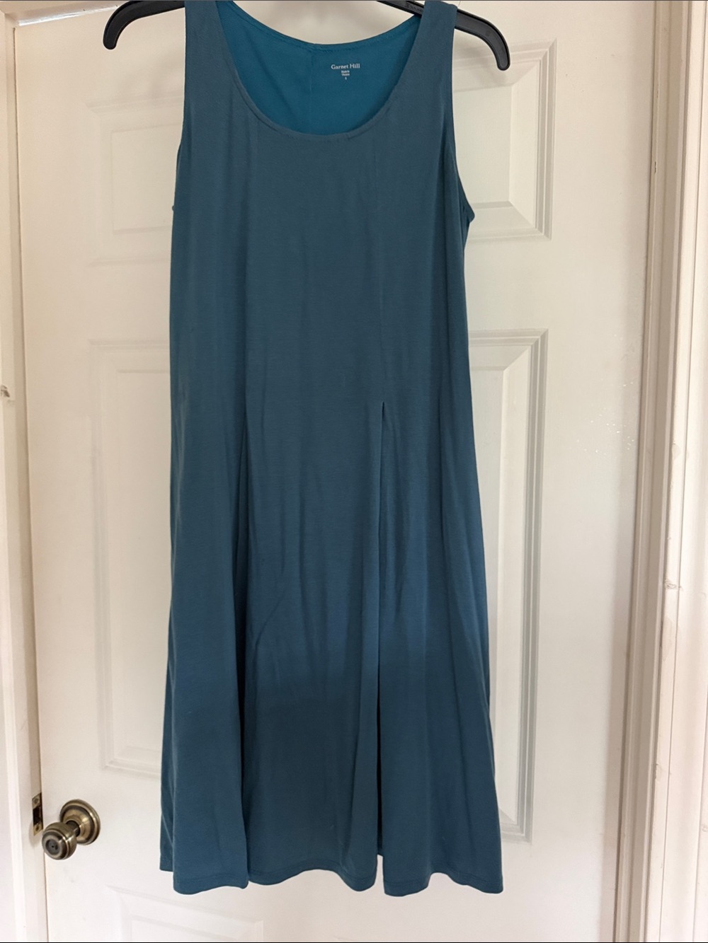Garnet Hill Teal Scoop Neck Sleeveless A-Line Dress